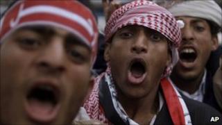 Protesters in Sanaa, 9 April 2011
