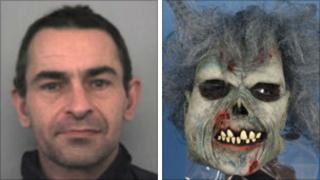Michael Kelly and the horror mask he was wearing