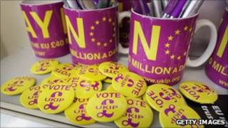 UKIP badges and cups
