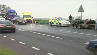 Scene of caravan horse collision