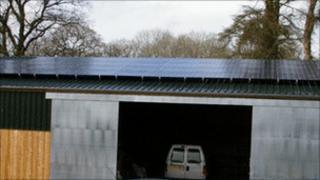 Solar panels on the roof