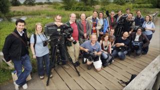 Springwatch team at wildlife habitat