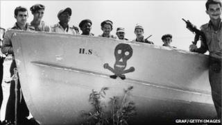 Pro-Castro soldiers at Playa de Giron, Cuba, in 1961