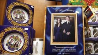 Cups, plates and pictures of Prince William and Kate Middleton