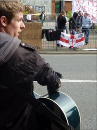 Demo outside theatre