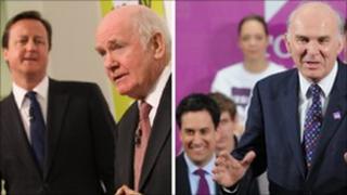 David Cameron and Lord Reid, Ed Miliband and Vince Cable