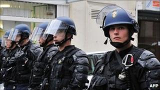 French riot police on the streets of Paris, April 2011