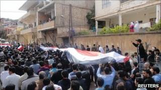 Demonstration in Zabadani, near Damascus. 22 April 2011
