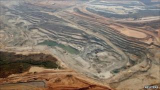Aerial shot of the Lumwana copper mine in Zambia