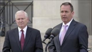 US Defence Secretary Robert Gates and British Defence Secretary Liam Fox