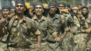 File picture of Indian soldiers in Indian-administered Kashmir