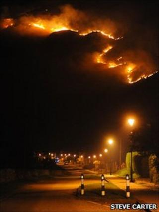 Liathach fire above Torridon village - picture by Steve Carter