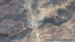 Спутниковое изображение политического лагеря Северной Кореи