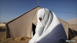 Libyan refugee in camp at Dehiba, Tunisia - 9 May