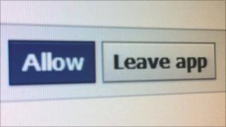 Screenshot of Allow/Leave app options on Facebook