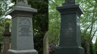 Повторно использованный мемориал на повторно использованной могиле на Кладбище лондонского Сити