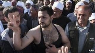 Palestinian after taking part in Golan Heights protest
