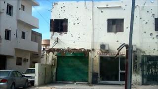 Battle-scarred building in western Libya