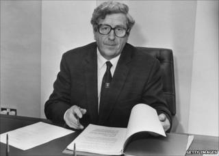 Irish Taoiseach (prime minister) Garret FitzGerald, circa 1984