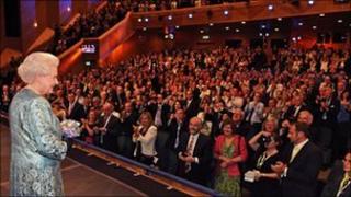 Queen at concert in Convention Centre in Dublin