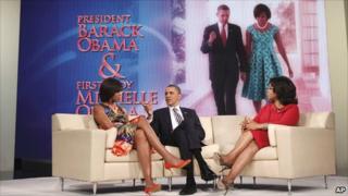 Президент Обама, жена Мишель и Опра Уинфри