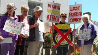Protesters outside Guernsey's Royal Court