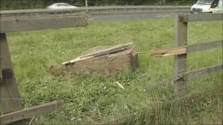 Scene of rock fall on A629 near Halifax