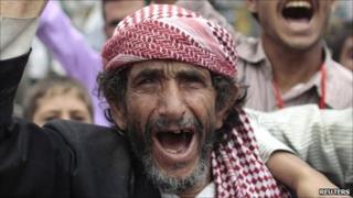 Anti-government protester during a rally in Sanaa, 25 May, 2011