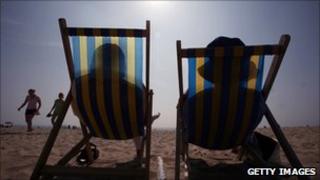 Holiday makers in Bournemouth enjoying the sunshine