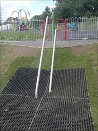 The slide has now been re-erected in the playground