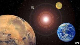 Mars, Earth, Venus and Mercury (Image: Science Photo Library)
