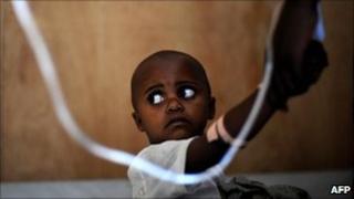 A child in DR Congo on a drip (Archive photograph 2008)