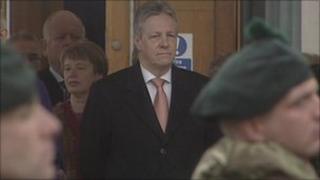 First Minister Peter Robinson attended the RIR homecoming parade in Castlereagh