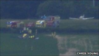 Emergency crews at incident at Compton Abbas