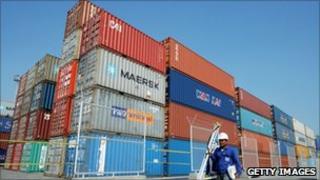 Containers at port