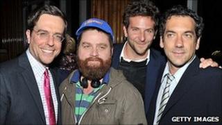 Ed Helms, Zach Galifianakis, Bradley Cooper and director Todd Phillips