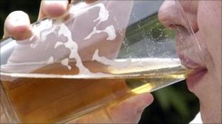 Man drinking beer