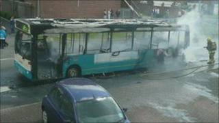 Bus fire in Coalville