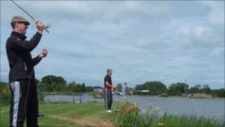 Members of 61 Field Unit fishing