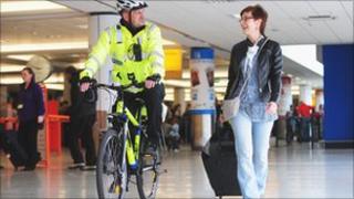 Mounted police at Edinburgh Airport