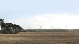 A computer generated impression of the proposed wind farm at Kenly