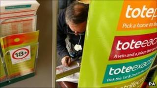 Tote betting shop at Lingfield Park racecourse in Surrey