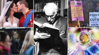 Montage picture from top left, Duke and Duchess of Cambridge (PA), Carl Jung (BBC), student protest (Reuters), technology (Thinkstock) and commuters (Getty)