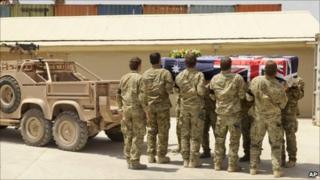 Coffin of Sergeant Brett Wood, May 28, 2011, in Uruzgan