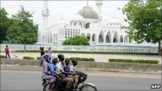 Family on motorbike in Maiduguri - file photo