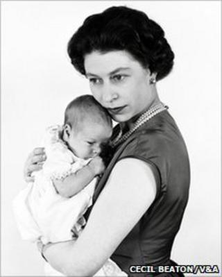 The Queen holding Prince Andrew