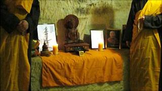 Venerable William Van Gordon and Venerable Edo Shonin at the Buddhist temple on Derby Terrace, Nottingham