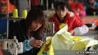 Workers at a factory in China