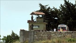 Turkish guards on border with Syria near the town of Yayladagi - 11 June