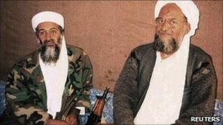 Osama Bin Laden with his deputy Ayman al-Zawahiri in November 2001